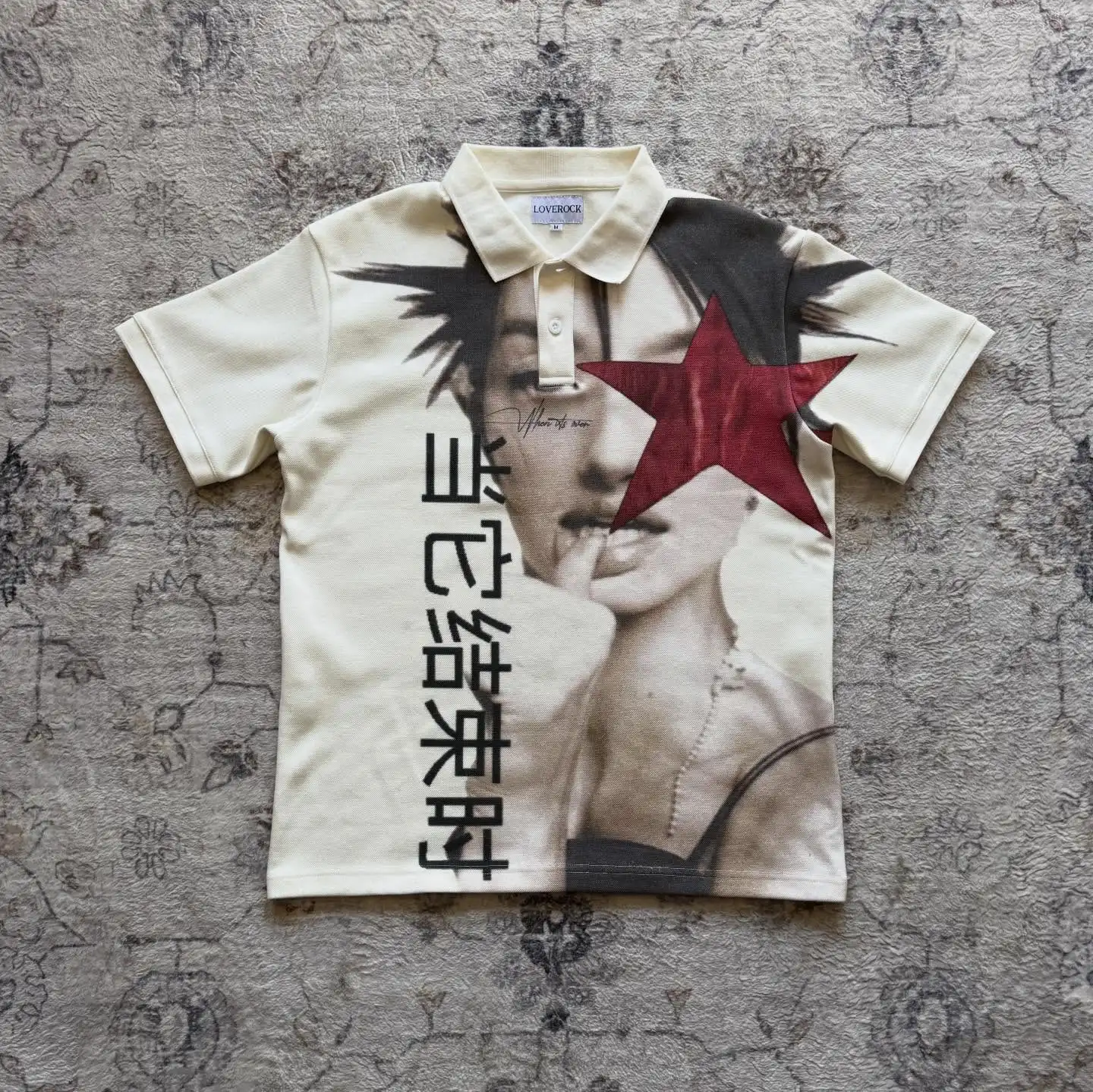 Y2k Gothic Polo T Shirts Men Women Rock Letter Embroidery Hip Hop Loose Women Shirts Round Neck Short Sleeve Polo Shirt Tops