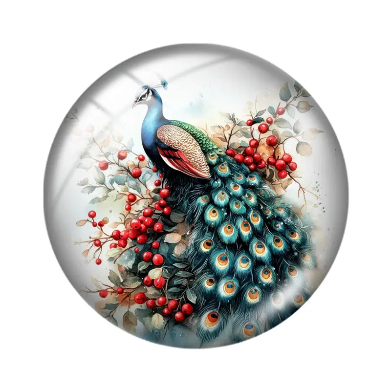 رائعتين الطاووس كليبست 10 قطعة 12 مللي متر/16 مللي متر/18 مللي متر/25 مللي متر صورة مستديرة الزجاج كابوشون التجريبي شقة عودة صنع النتائج