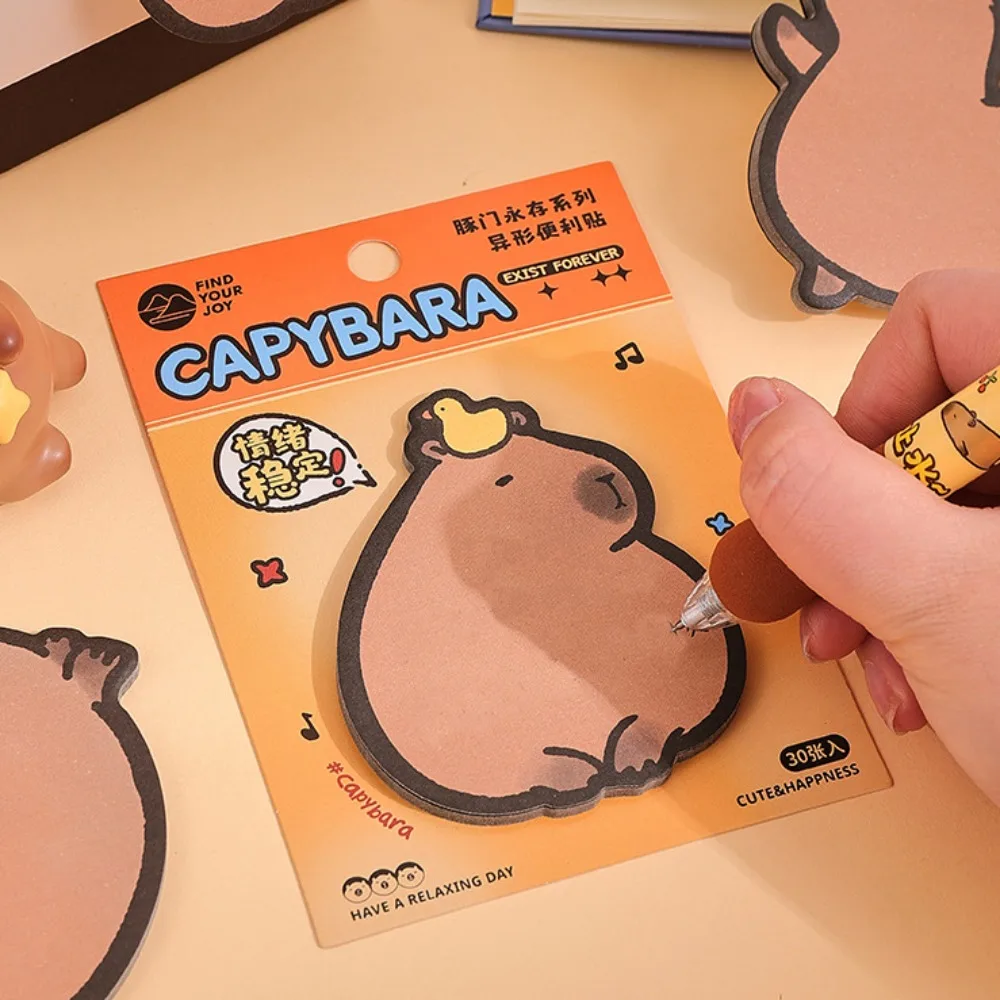 30pcs Gift Capybara Memo Pad Paper Animals Thickened Sticky Notes Kawaii Message Stickers Student