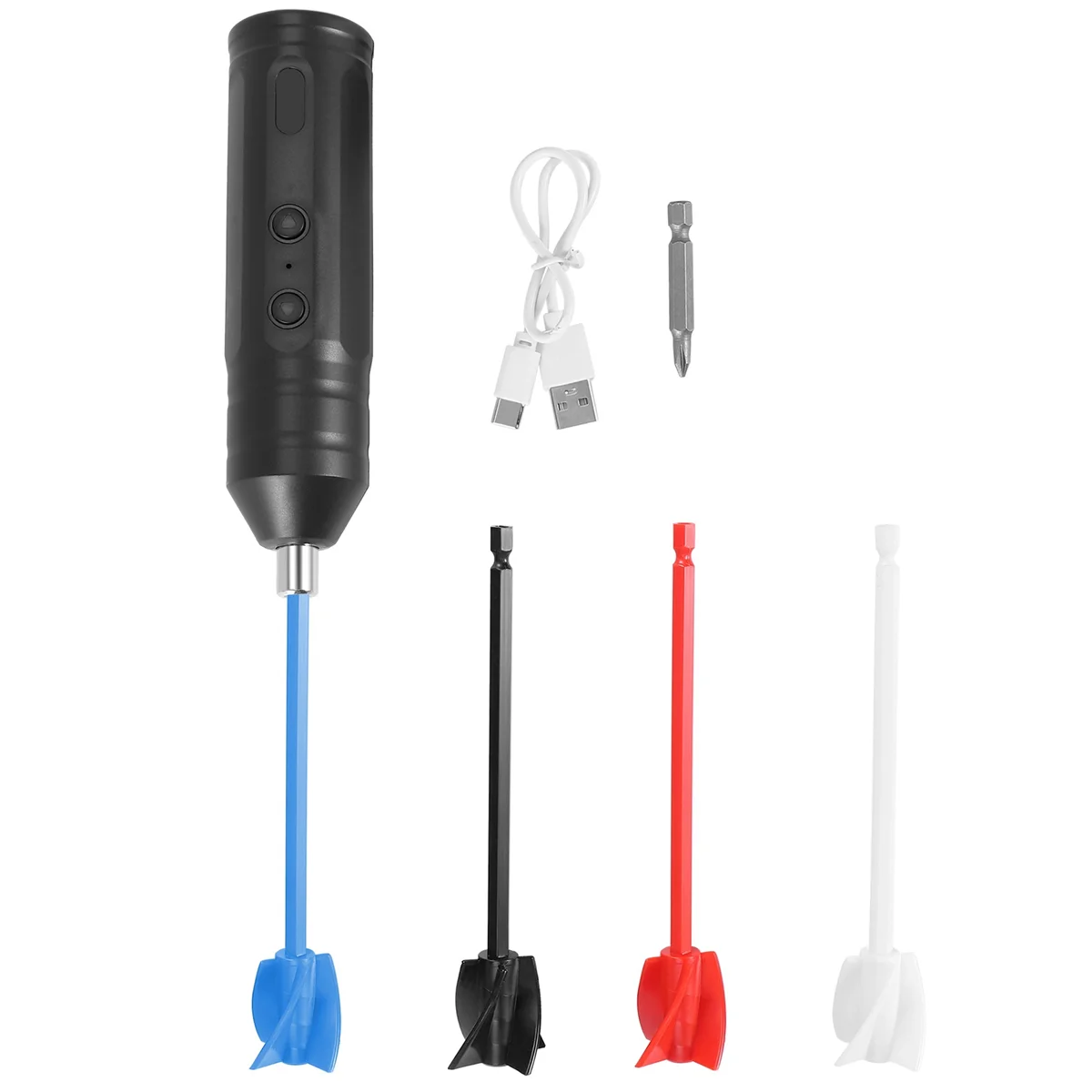 เครื่องผสมอีพ็อกซี่เครื่องกวนไฟฟ้าพร้อมไม้พาย4ชิ้นเครื่องผสมเรซินแบบมือถือ