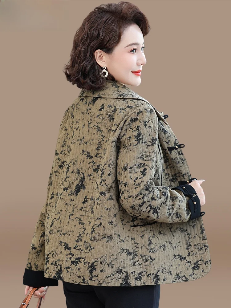 

Chic National Sle Spring Clothes Outerwear for Middle-Aged And ly Women Casual Faionable Mid-Length Jaet