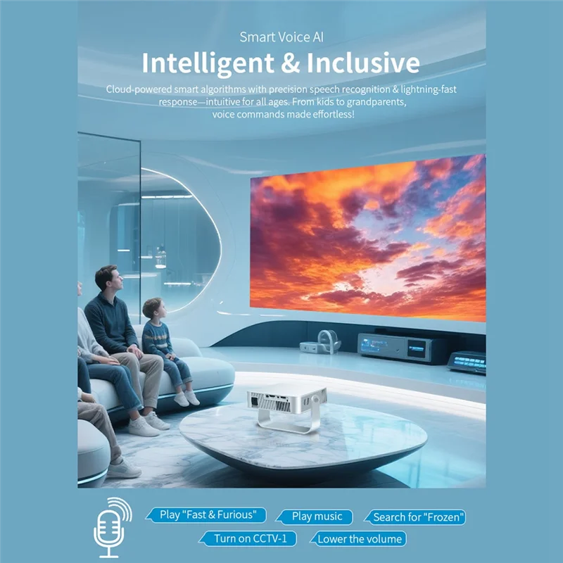 4K unterstützter Ultra-HD-Projektor Native 720P WIFI6 Bluetooth 5.0 Android 11 Autofokus Heimkino EU-Stecker