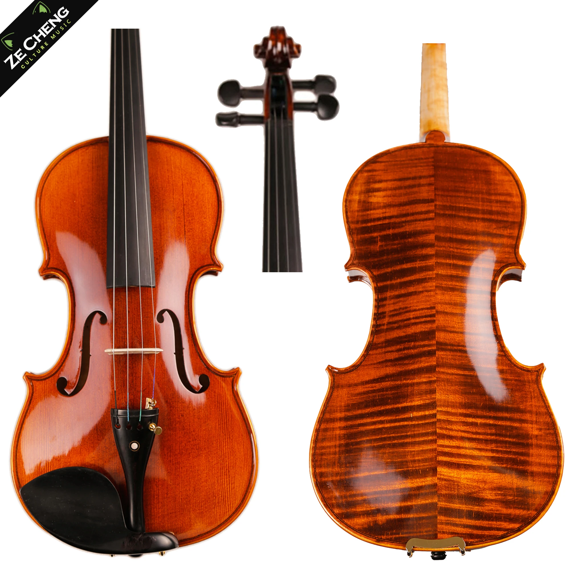 

Handmade Classy Violin 4/4 Oily Varnish Natural Flame Maple Imitation Spruce Ebony Fit Violin Full Size 4/4 3/4 1/2 1/4 Violin Matching Case, Shoulder Rest, Strings, Bow, Silencer