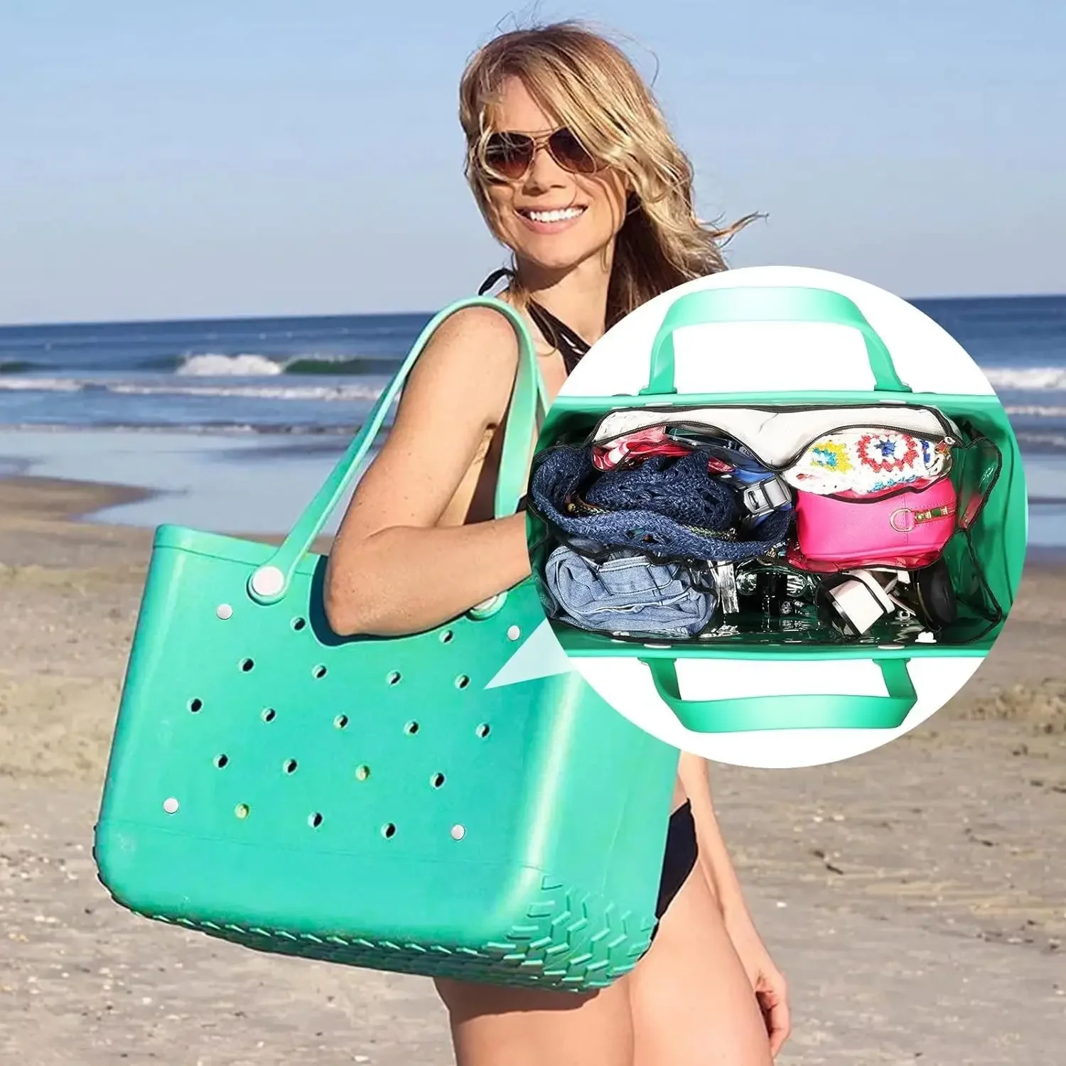 Simple Beach Bag Accessories XL Large Waterproof Storage Inner Bag Transparent Insert Divider Liner Sundries Organization Gift