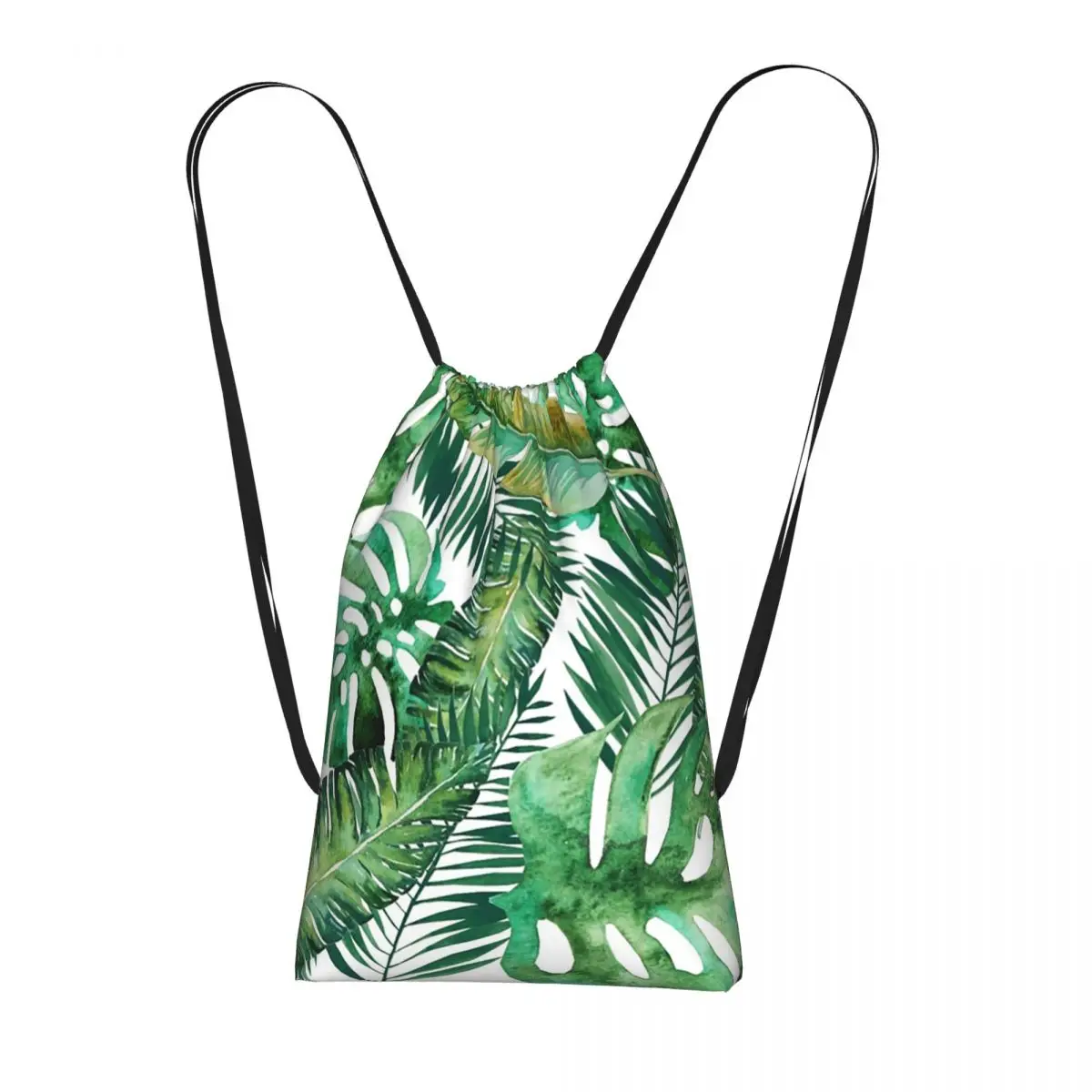 

Green Tropical Jungle Leaf Print Backpacks Fashion Drawstring Bags Storage Bag Book Bags for Man Woman School