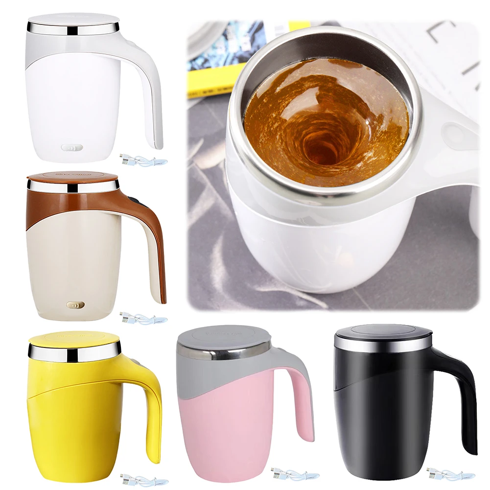 400 ml automatische magnetische Rühr-Kaffeetasse aus Edelstahl, USB wiederaufladbar, selbstrührende Kaffeetasse für Milch, Kakao