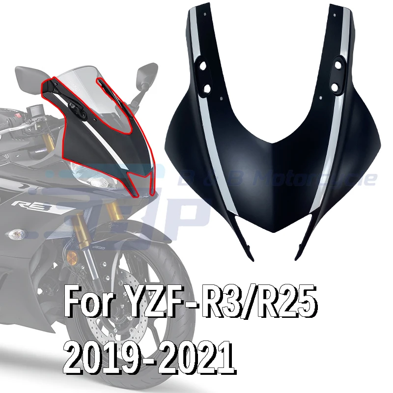 

For Yamaha YZF R3 Headlight Fairings R3 2019-2021 R25 2019-2021 Head Fairing Nose Front Injection Fairing Set Matte Black