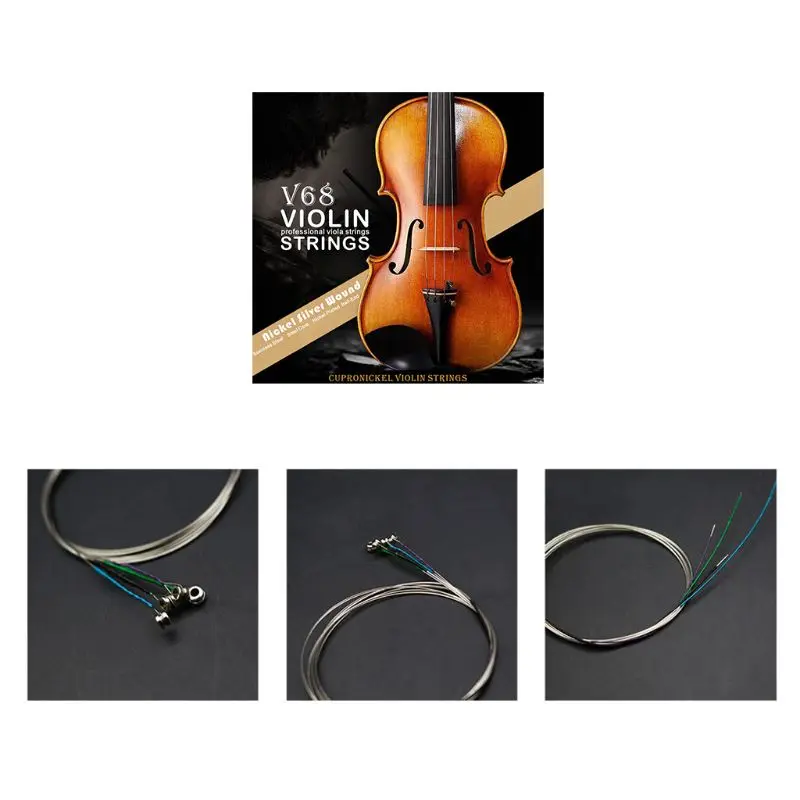 4 pièces cordes violon remplacement pour pièces d'instruments musique violon 3/4 4/4 E56D