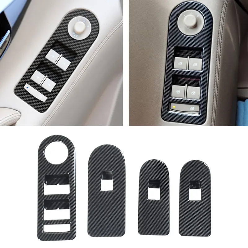 

For Buick Lacrosse 2009 2010 2011 2012 Car Carbon Fiber Texture Interior Door Armrest Panel Window Switch Cover Protective Trim