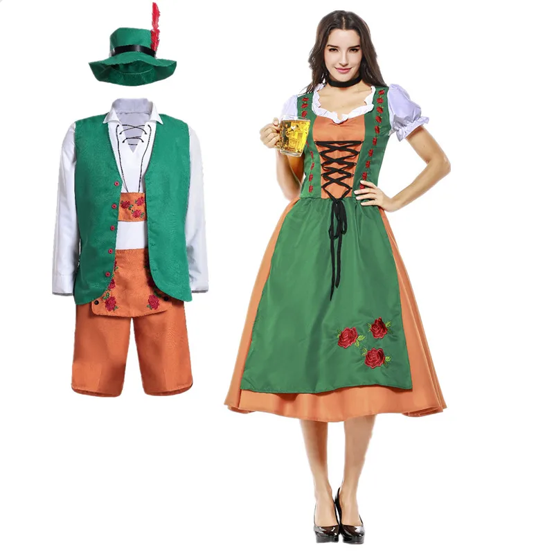 

Men Women German Oktoberfest Costume Bavarian Traditional Beer Costume Bar Waiter Promotion Clothes