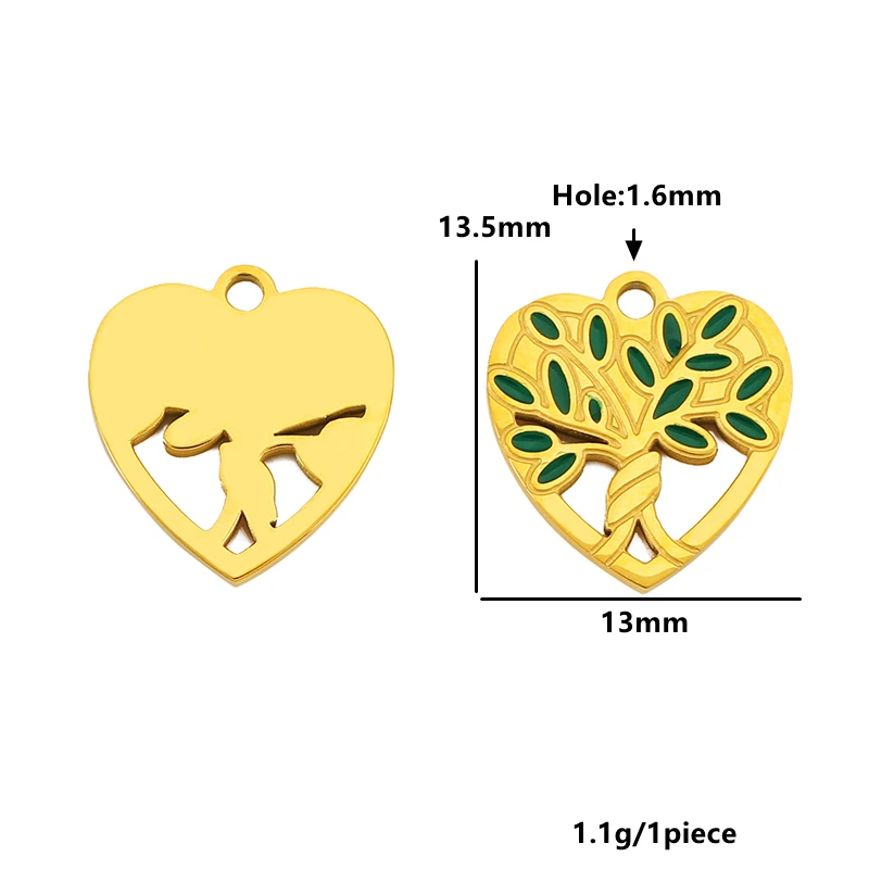 2pcs Stainless Steel Heart Round Charms Life Tree Devil Eye Sun Pendant for DIY Jewelry Making Earring Necklace Jewelry Material view 5