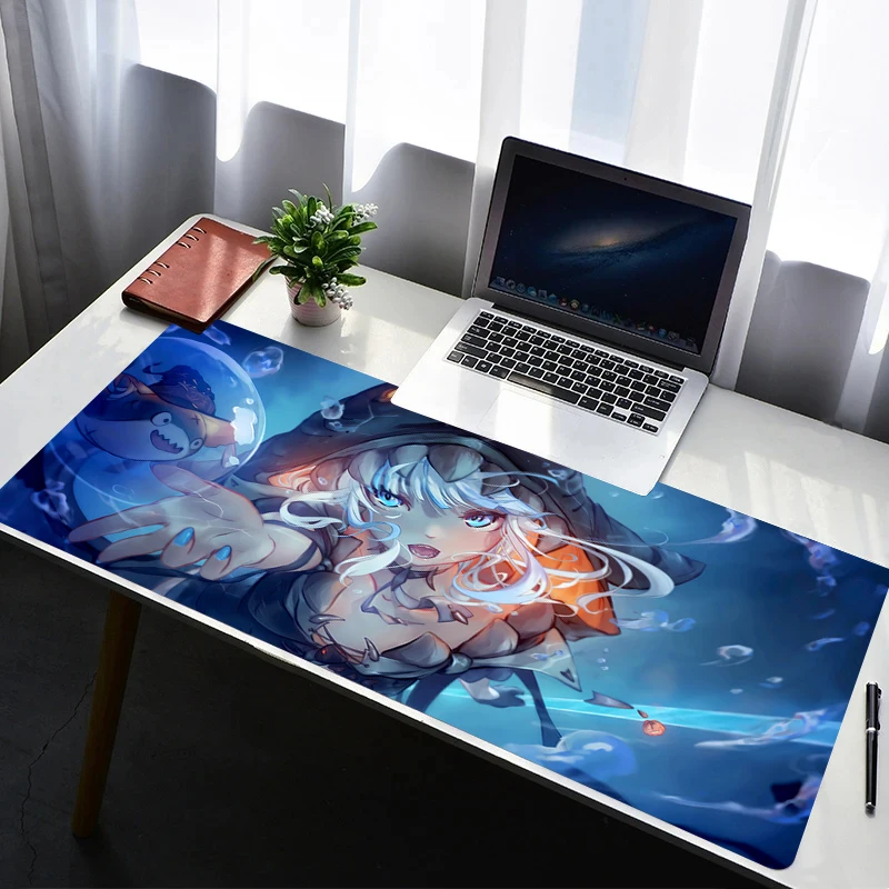 

Mouse Pad Laptop Rubber Extended Desktop Mat Computer Gamer Mousepad Hololive Gawr Gura PC Gaming Accessories Keyboard Pad