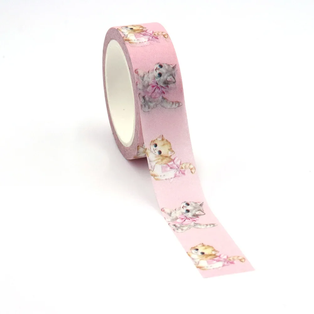 NEW 1PC 15mm x 10m Valentine Floral Cats Masking Adhesive office supplies scrapbooking stationary Washi Tapes