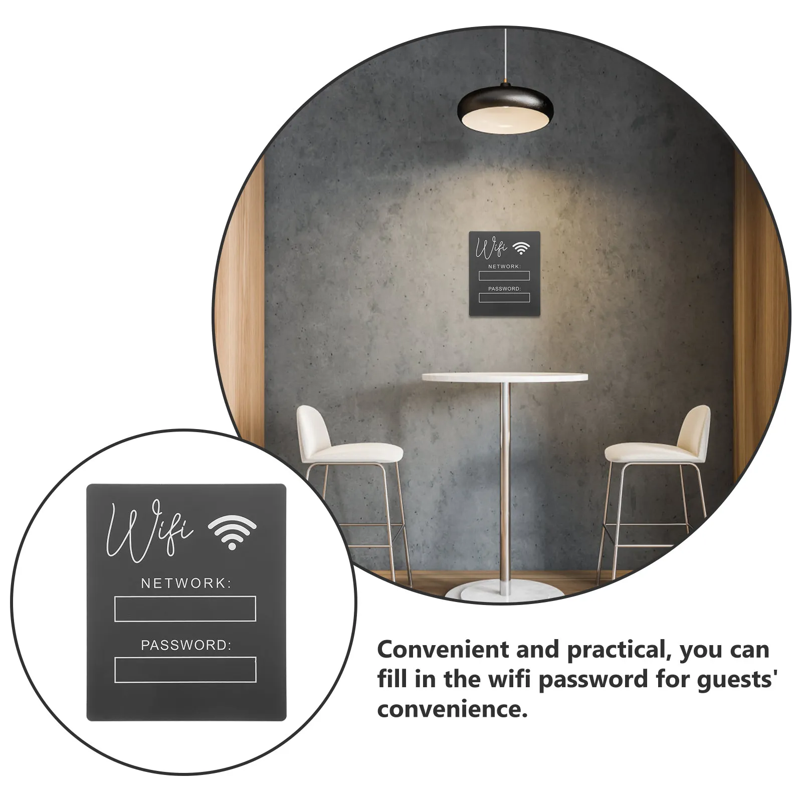 Stylish Acrylic WiFi Password Sign Functional Decorative Piece for Living Room Office Hotel Guest Room WiFi Board Writable