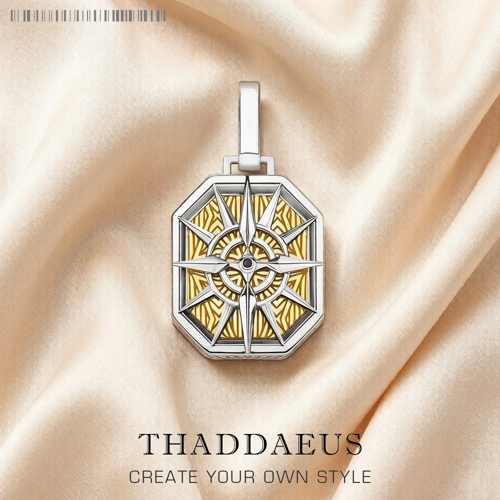 Pendant Life Compass Gold Winter Brand New Fine Jewelry 925 Sterling Silver Dog Tag Gift For Women Men