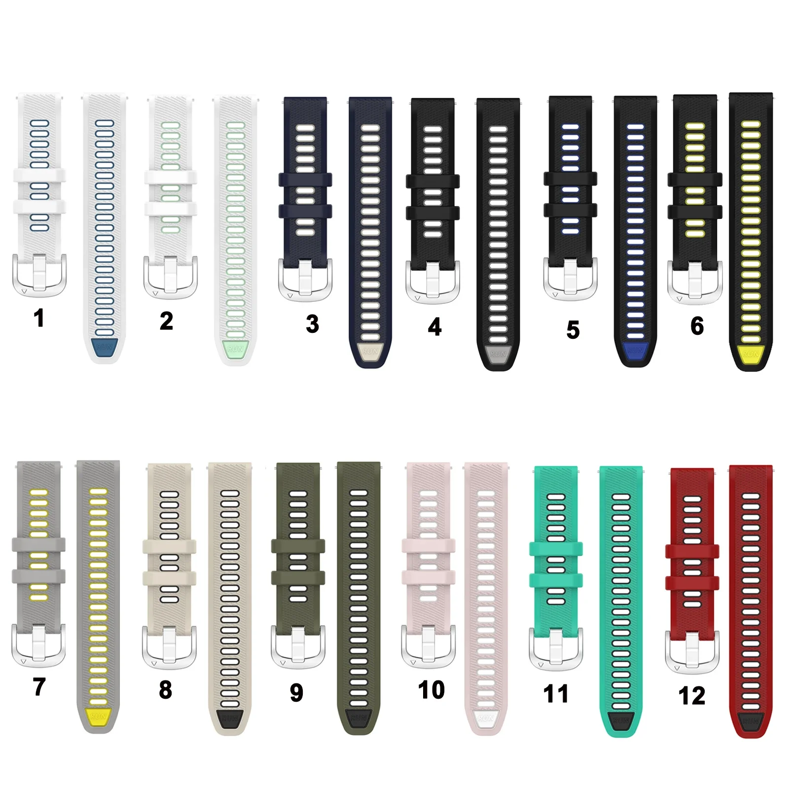 NEW 20mm Watch Band Run Silicone Strap For Garmin Forerunner 165 / 245 / 645 / 158 / Vivoactive 3 / 5