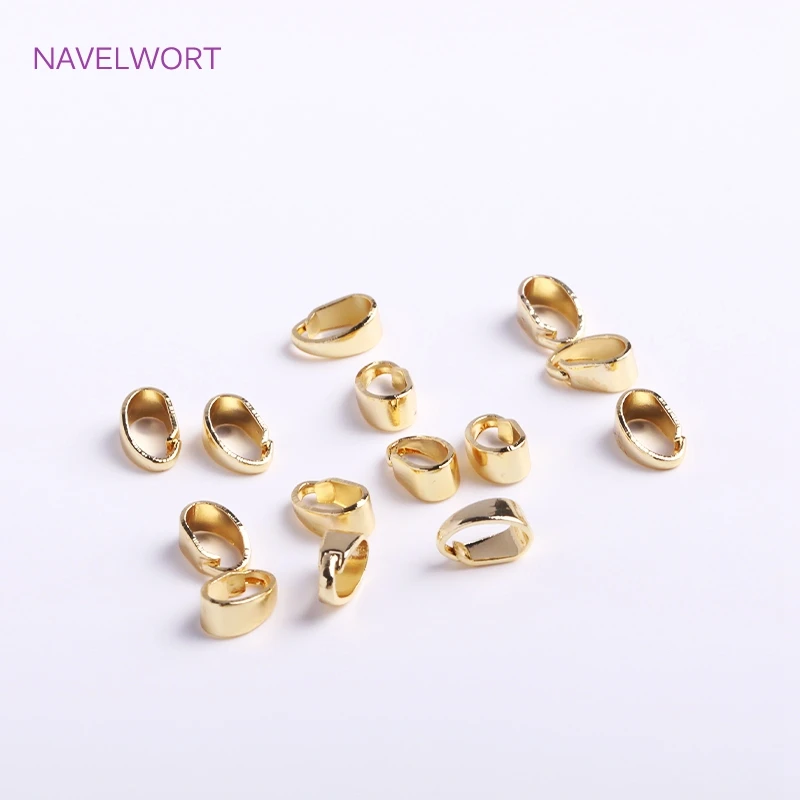 14K Gold Plated Pendants Pinch Bail Clasps Brass Metal Melon Seeds Clasps For Necklace Hooks Clips Connector DIY Accesssories