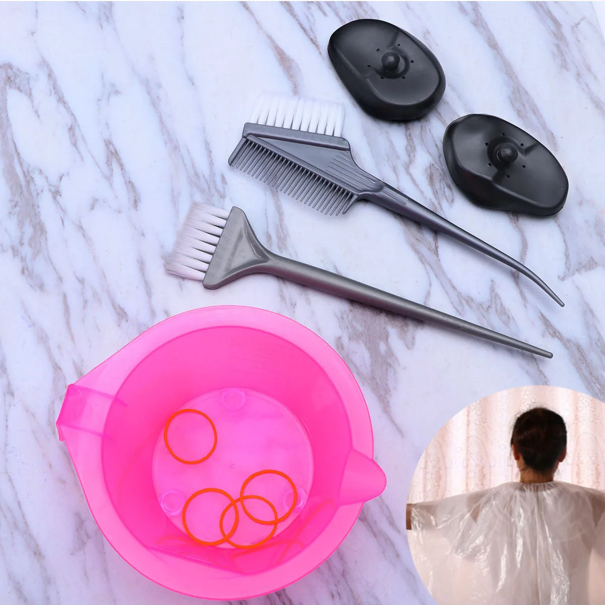 

7Pcs Hair Coloring Dyeing Kit DIY Tools for Salon Home Use No Mess Hair Dyeing Brush Comb Bowl Disposable Gloves Cape