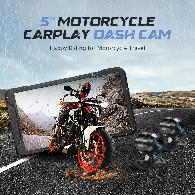 M10 5 Inch Waterproof IPX7 GPS Navigation Dashcam for Cars Wireless Apple Carplay Android Motorcycle Auto Dash Camera IPS Touch view 6