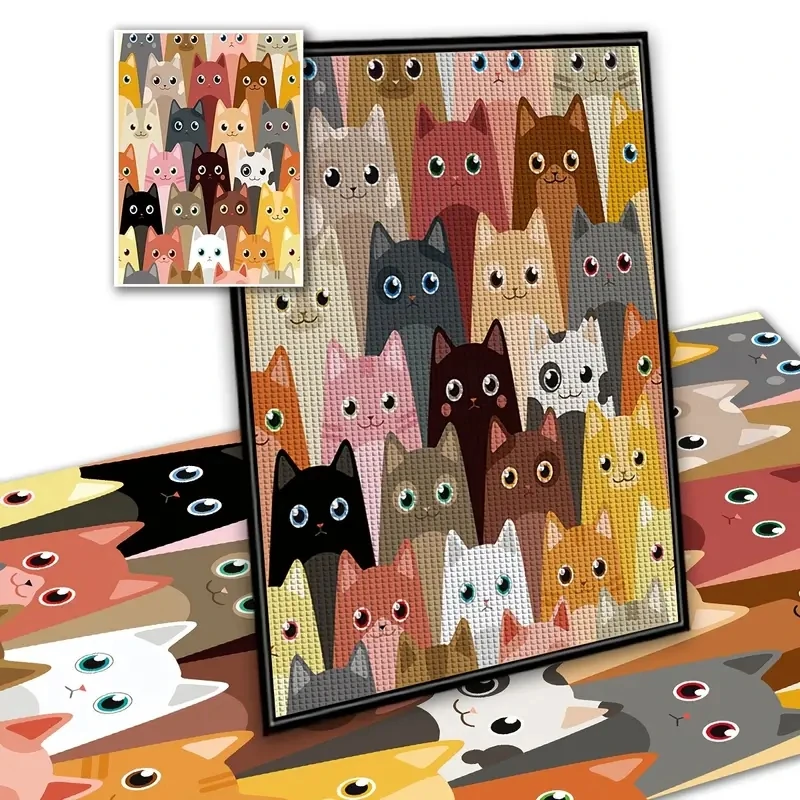 Create A Cute Cat-Themed Home Decor With This DIY Diamond Painting Kit!