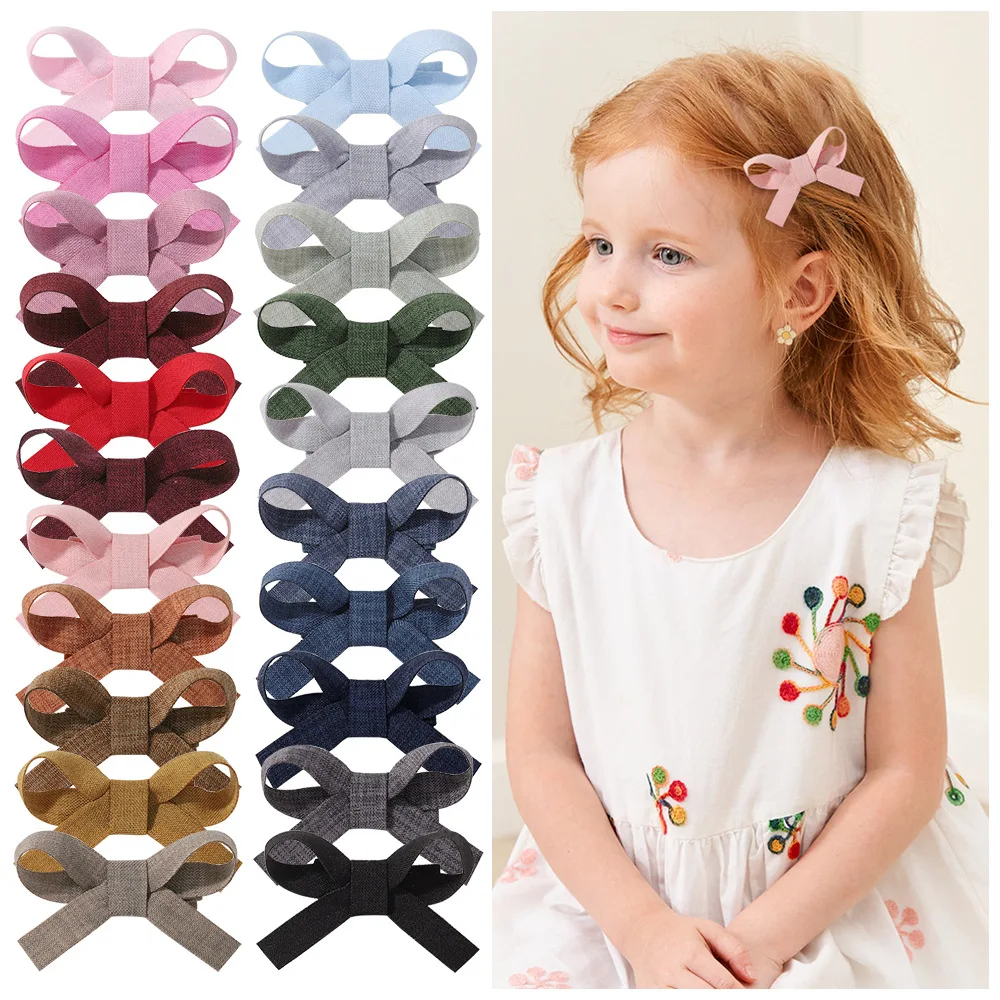 

Bulk 200pc/lot 2.7" New Linen Fabric Bows Hair Clips Hairpin hair bows Girl's Kids Children Wrapped Alligator Clip Baby Headwear