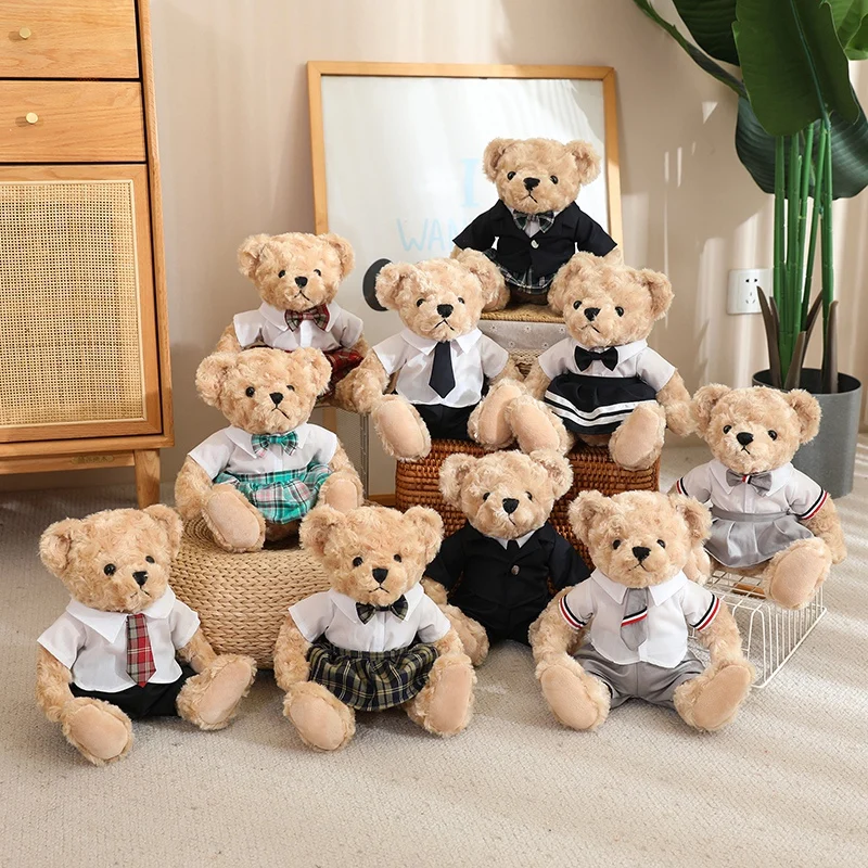 

25cm Cute Cartoon Uniform Couple Bear Plush Toy Stuffed Plush Animals Doll Pillow Birthday Gift For Kids Kawaii Suit Skirt Bear