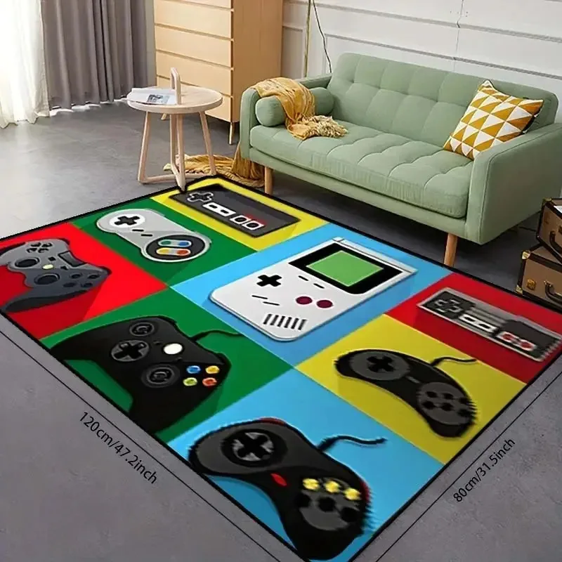 Living Room Carpet Cartoon Game Machine Pattern Floor Mat Children's Player Area Carpet Soft Non-Slip Bedroom Entrance Floor Mat
