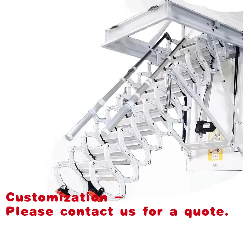 

Customize.Foldable Telescopic Modern Attic Ladder Hidden Stairs Remote Control Anti-Slip Treads 300kg Load Capacity Apartmen