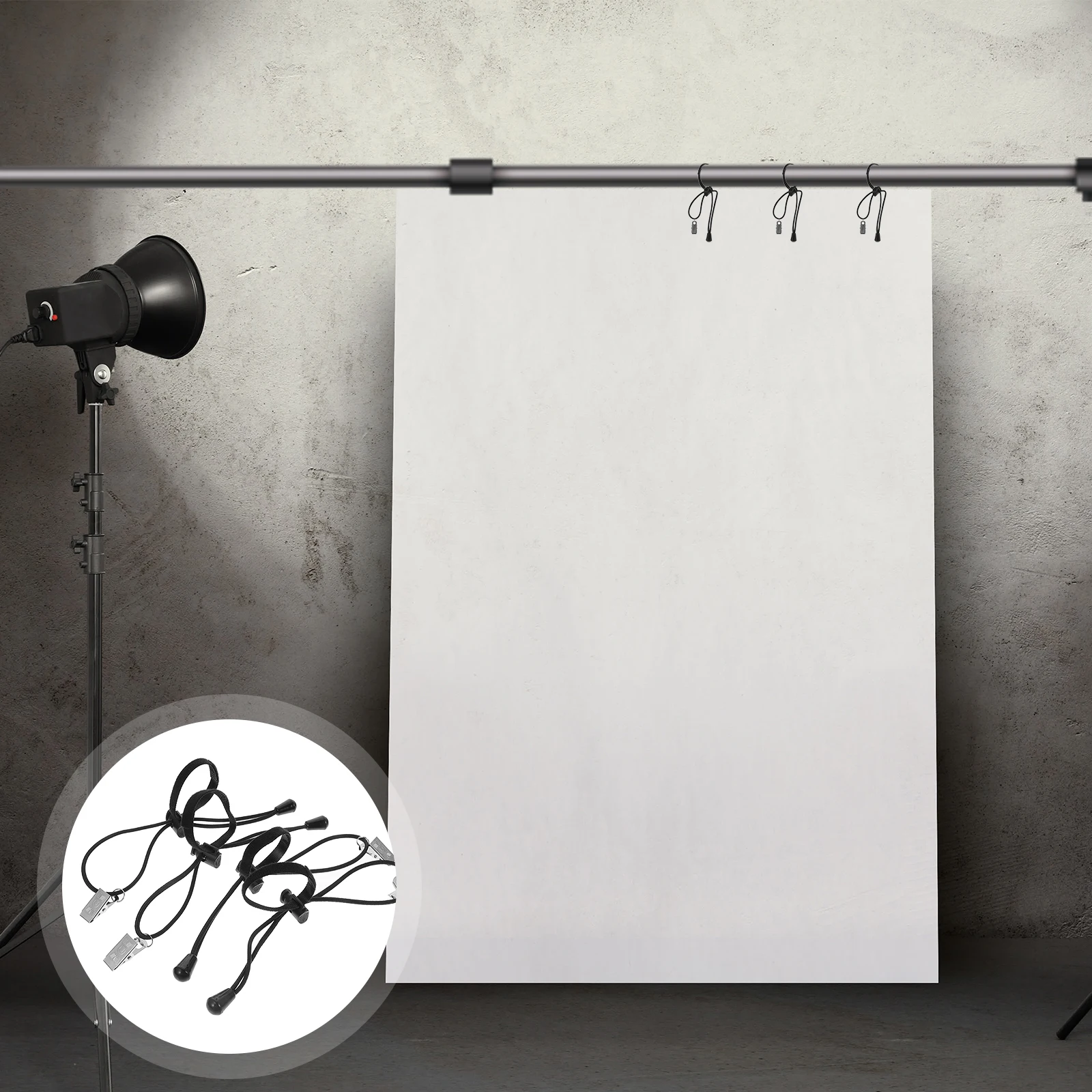 

12Pcs Backdrop Clip Holder Set Adjustable Elastic Bands Photography Background Clamp for Studio