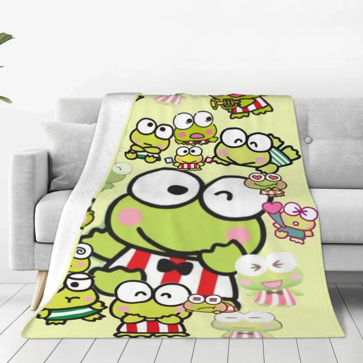 

Custom 3D Printed KeroKeroKeroppi Cartoon Blankets Comfortable Soft Flannel Winter Throw Blanket for Sofa Travel Bedding