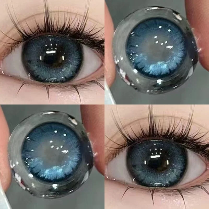 DUOXIU 1Pair New Color Contact Lens Pupils Nature High Quality Myopic Green Lens Blue  Eyes - 0.00 to- 8.00 Diopter Lenses