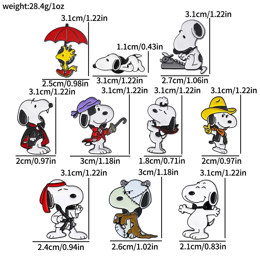 10 Stück niedliche Cartoon-Hunde-Emaille-Anstecknadeln, Metall-Reversnadeln, Broschen für Rucksack, Kleidung, Jacken-Dekoration, lustiger Charakter-Schmuck – Detail 1