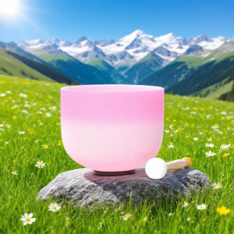 

Hye-eun 12 дюймов C Note 432 Гц/440 Гц розовый солнечный плексус чакра кварцевый матовый кристалл поющая чаша с палкой Suedce