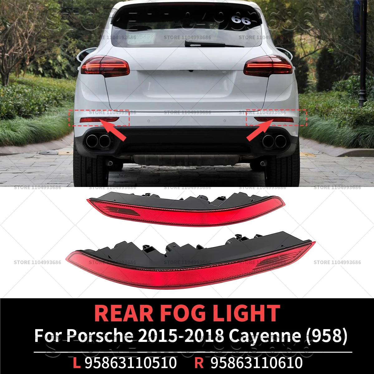 

Для Porsche Cayenne (958) Porsche 2015 2016 2017 2018 задний бампер задняя противотуманная фара OEM 95863110510 95863110610 958945701 958945702