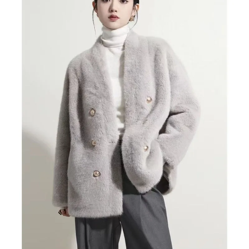 

Mink Fur Coat Women New 2024Autumn Winter Fashion Short Fur Integration Jacket Environmental Protection Mao Mao Outwear Female