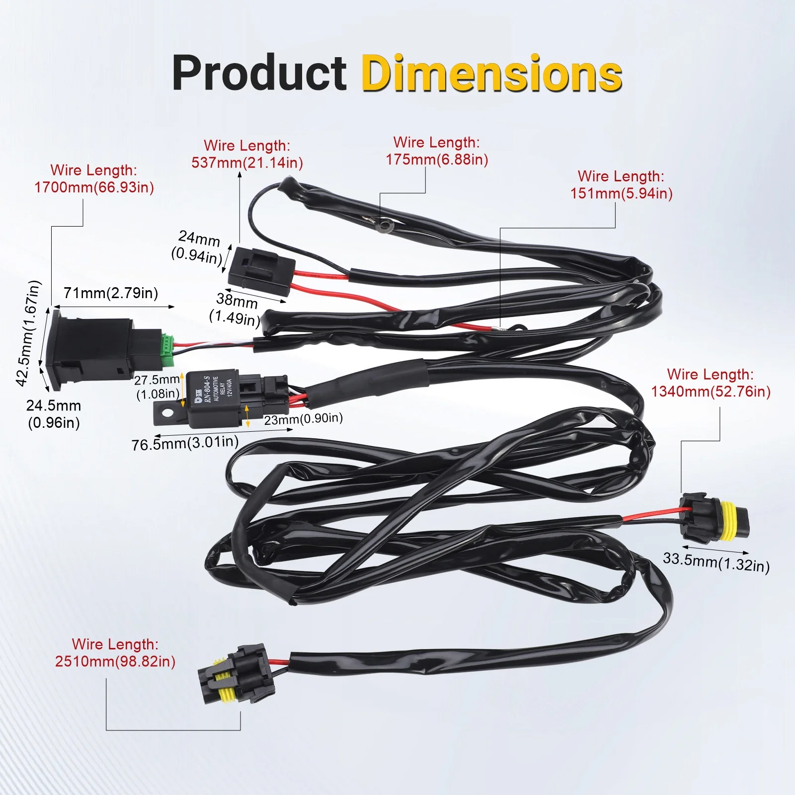 For Toyota Camry For H11/H8/H9 Type 12VUniversal Lamp Relay Harness 1PC Car LED Fog Light On/Off Switch Wiring Harness Relay Kit