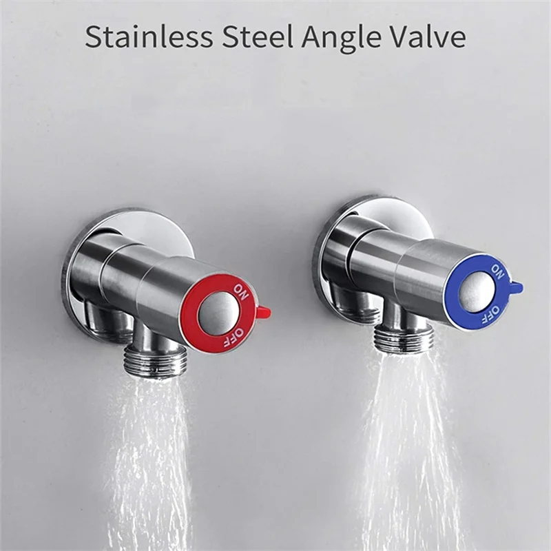 4 Points Faucet Inlet Valve G1/2 Brass Triangle Valve Heater Water Stop Valve Bathroom Toilet Washing Machine Universal Switch