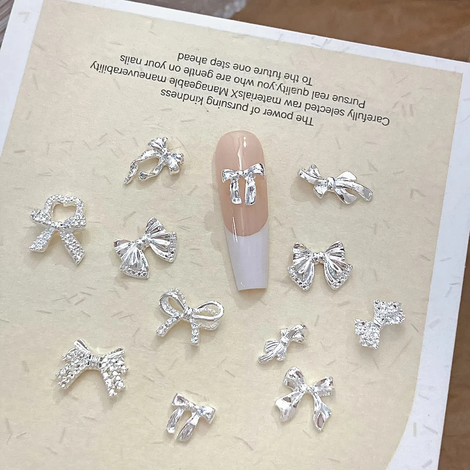 

10pcs Asymmetric Ribbon Bow Nail Charms Super Sparkling Rhinestone Bows Nail Decorations Premium Trending Nail Accessories