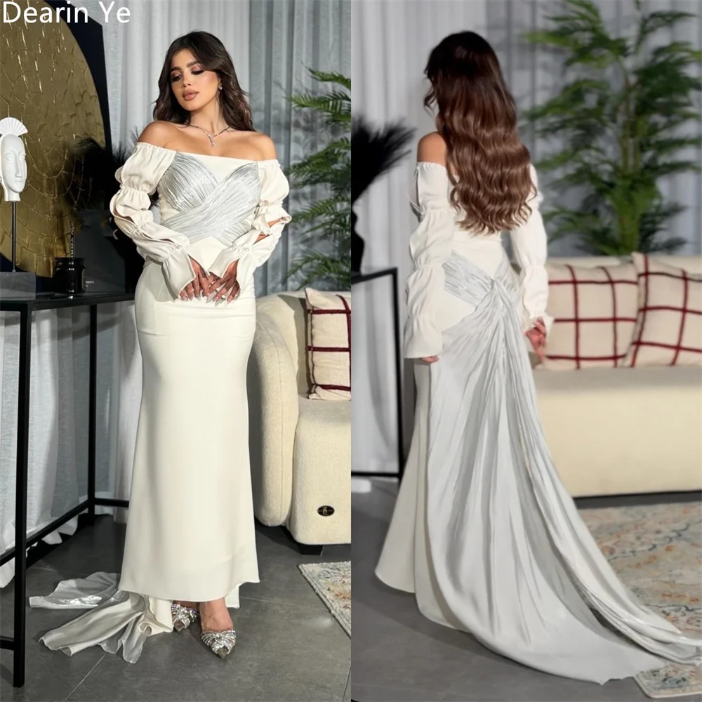 

Customized Prom Gown Dearin Off-the-shoulder Mermaid Floor Length Skirts Draped Knot Ruffle Bespoke Occasion Dresses Formal Saud