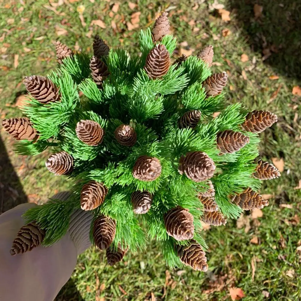 DIY 7 Branches Decoration Simulation Crafts Party Xmas Christmas Supplies Artificial Decorations Pine Cones Artificial Plant