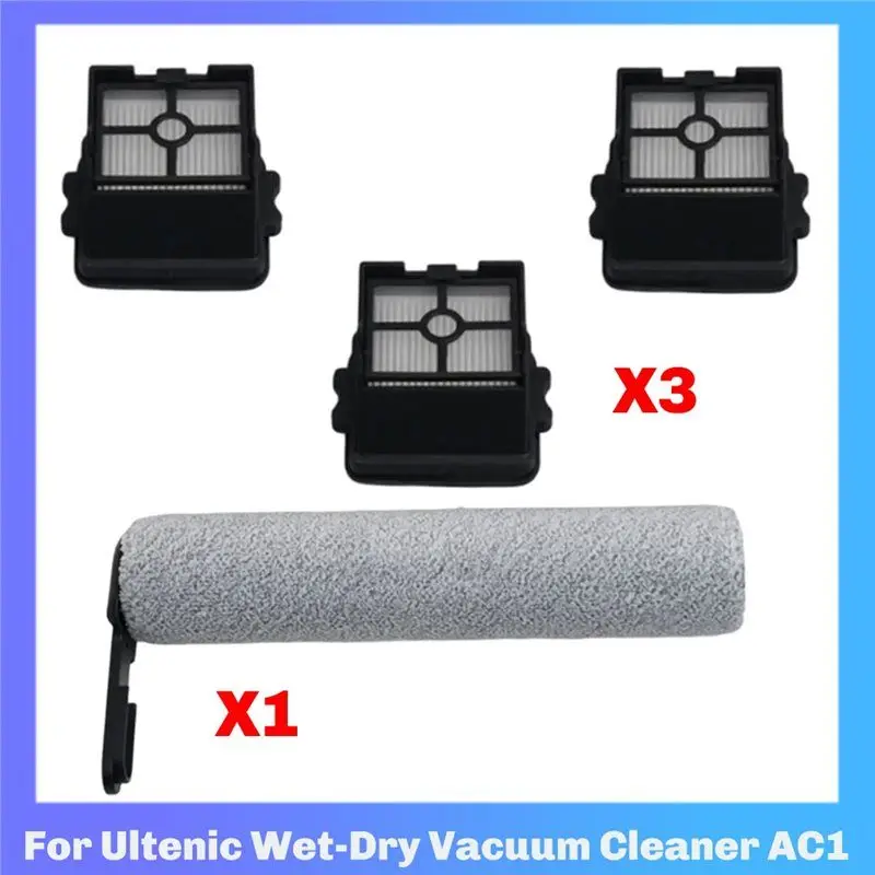 AT02-Vacuum Cleaner Replacement Brush Set& Filter For Ultenic Wet Dry Model For AC1 For Elite Units- Main Roller Included