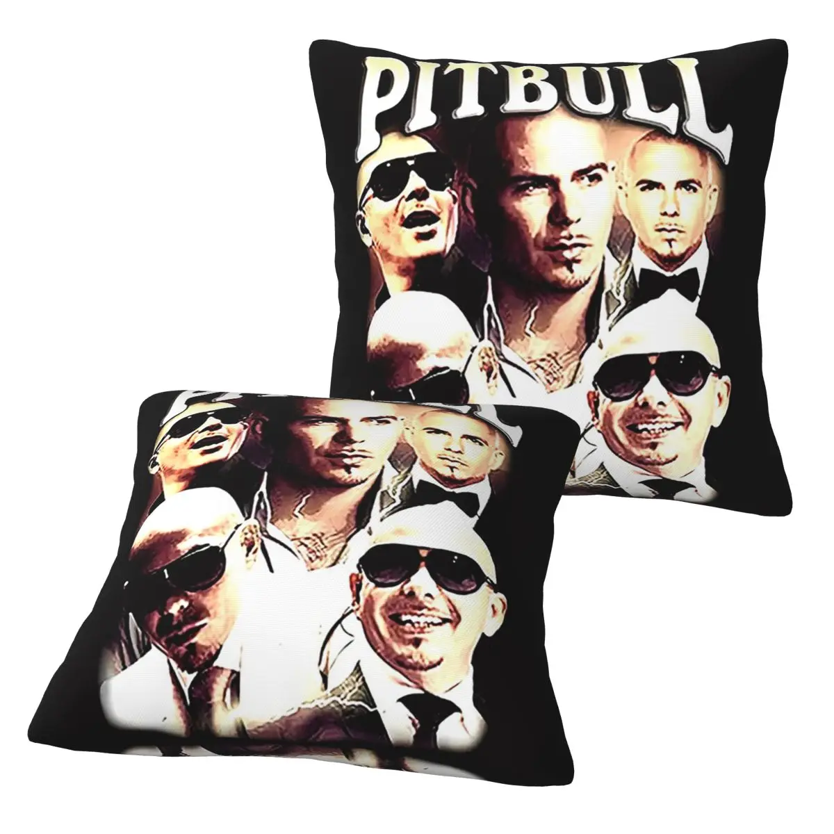 Pitbull Mr.Worldwide Vintage 2 pcs Square Pillowcase Pillow Cover Cushion Zip Decorative Comfort Throw Pillow for Home Sofa