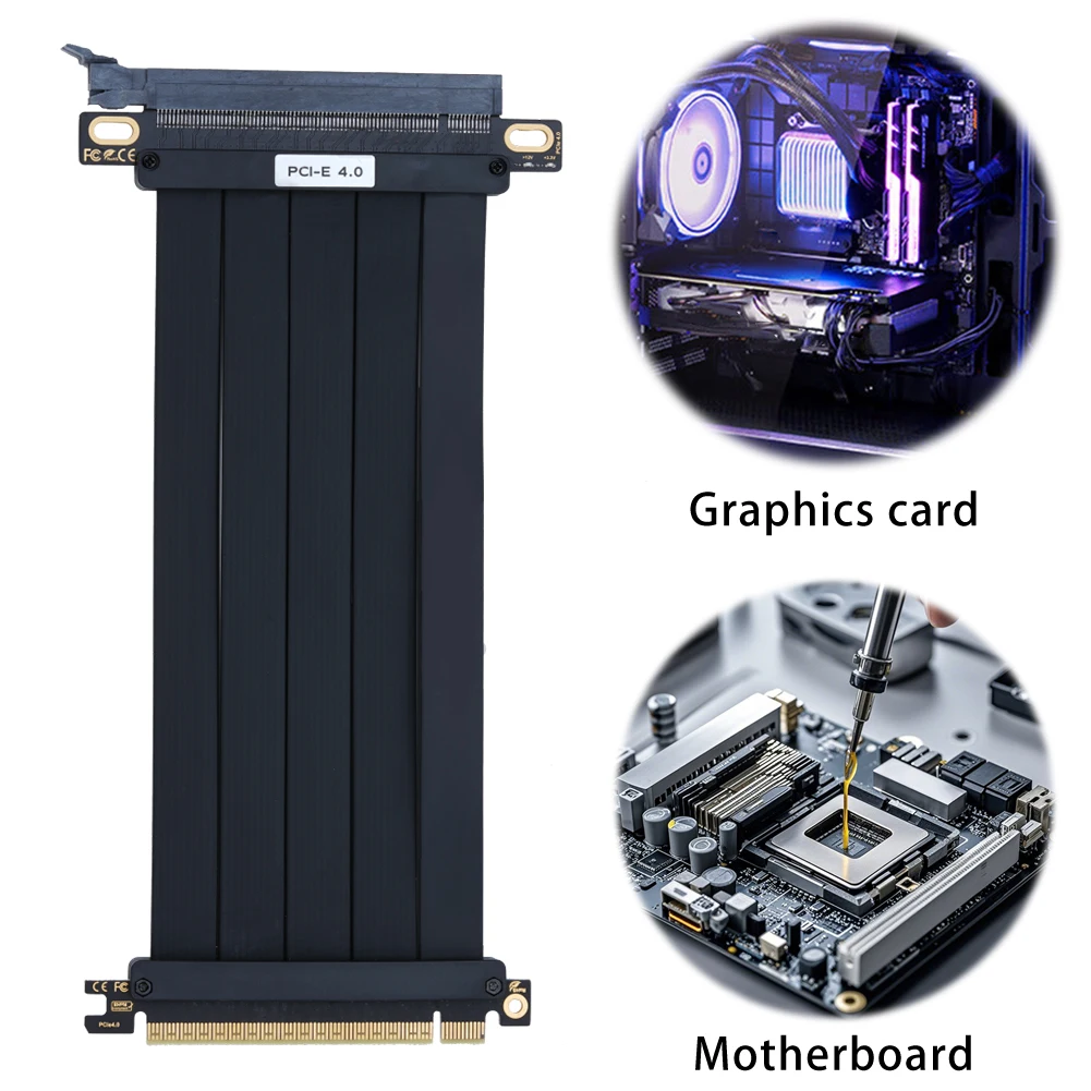 

PCI-E 4.0 Riser Cable Extension Port 180 Degree Adapter Graphics Card Extension Cable Compatible with RTX4090 RTX4080 RX7900XTX