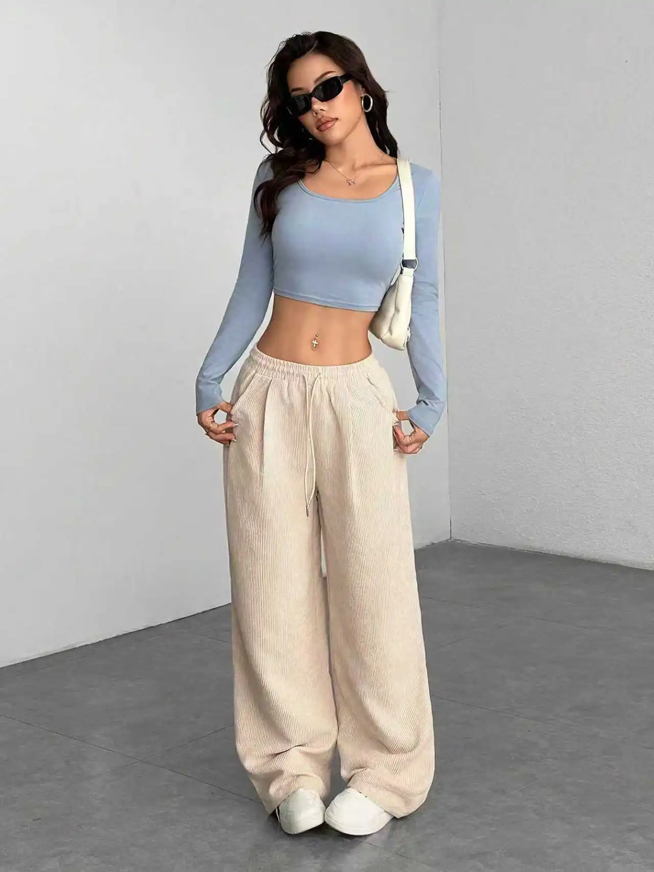 Women's 2026 Autumn/Winter Casual Corduroy Straight Loose Fit Solid Versatile Trouser