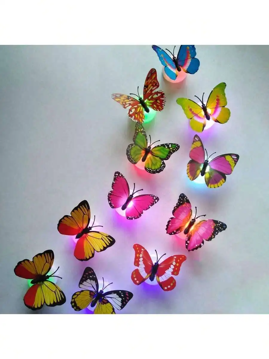 

1pc/5pcs/10pcs Colorful Luminous Butterfly Night Light, Random Color, Suitable For Room & Home Decoration Diy