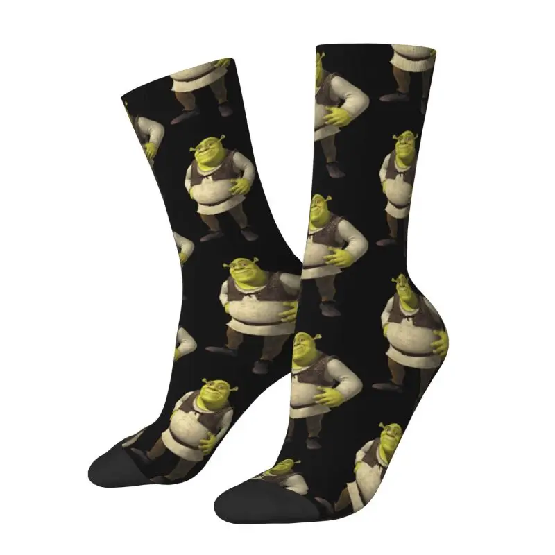 Funny Mens Shrek Dress Socks Unisex Breathbale Warm 3D Print Monster Crew Socks