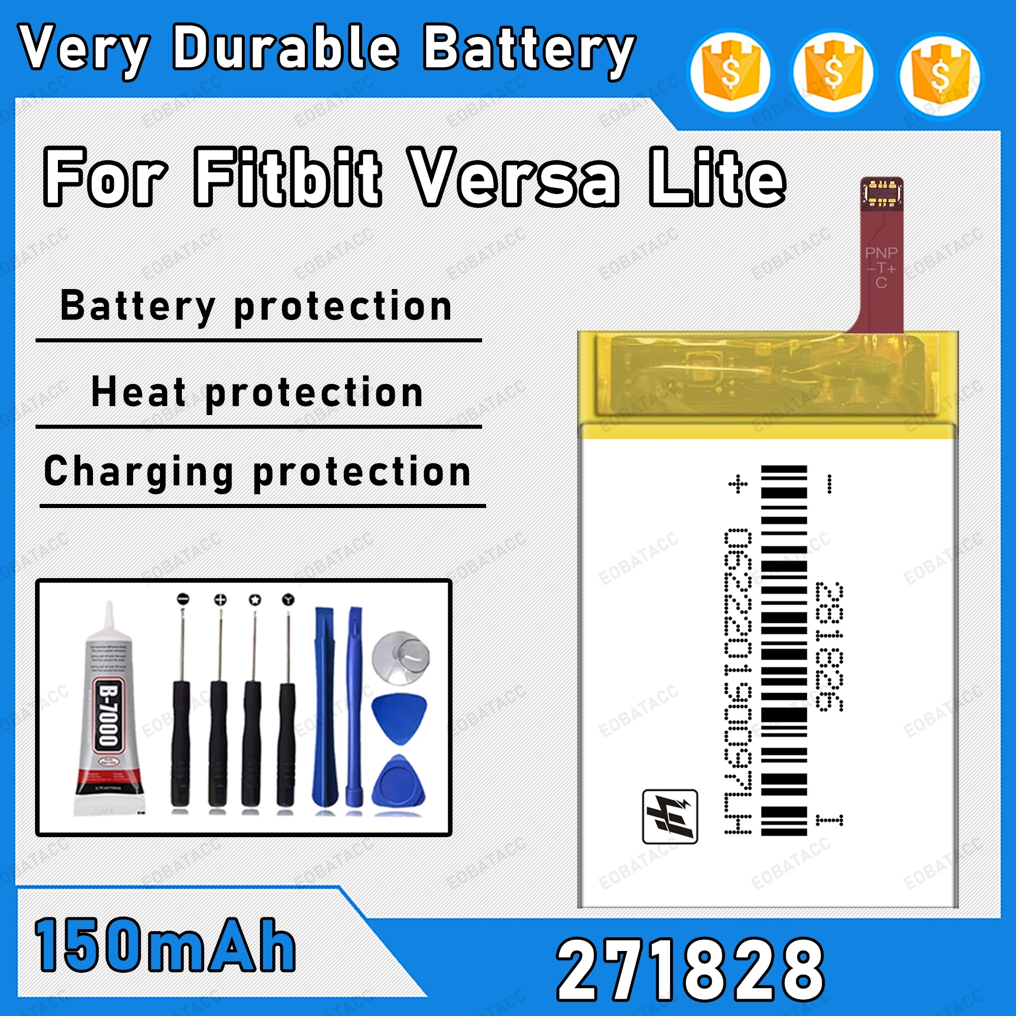 

150mAh 100% New 271828 Battery For Fitbit Versa Lite Replacement Bateria+Free Tools