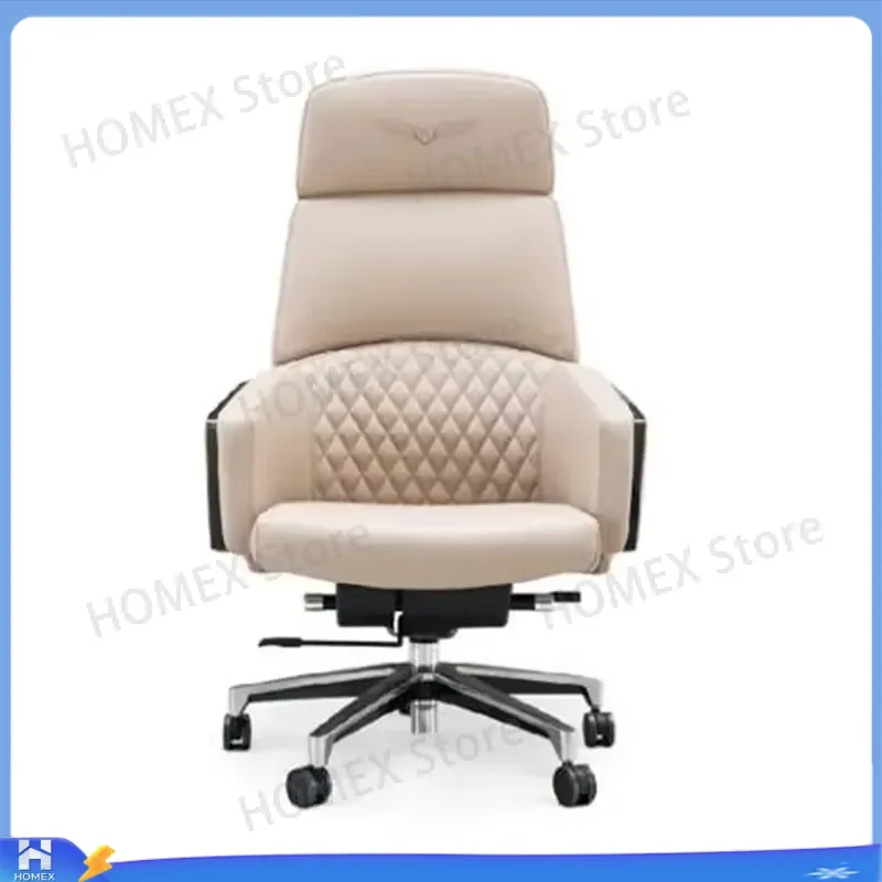 High Grade Stainless Steel Sofa Chair Microfiber Leather Upholstered Study Furniture Advanced Office Chair Comfortable