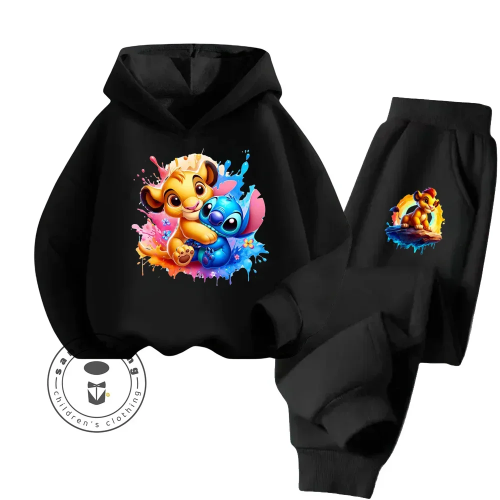 The Lion King Set di pantaloni con cappuccio a maniche lunghe in puro cotone disegni di cartoni animati perfettamente morbidi per bambini autunno