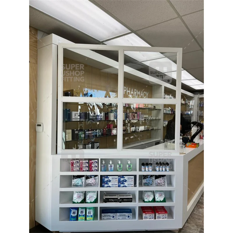 (customized)Pharmacy Shop Interior Design Wooden Pharmacy Display Stands Medical Shop Racks Display Shelves Store Shelves Ph